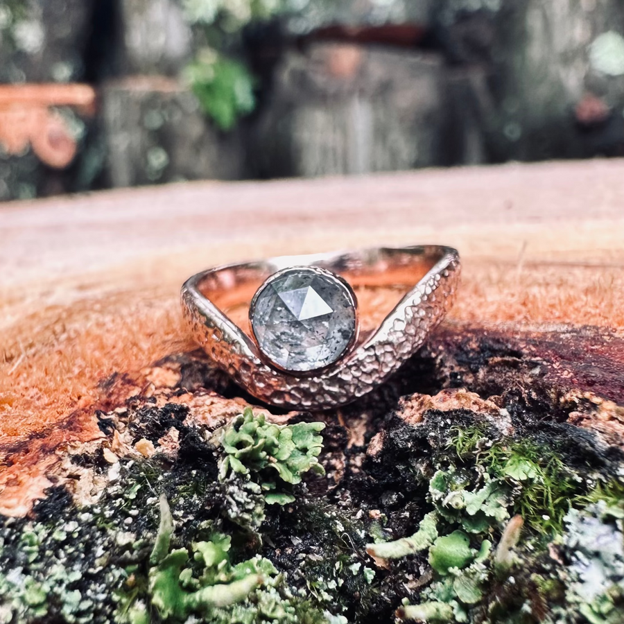 Custom Salt & Pepper Diamond Curvy Ring