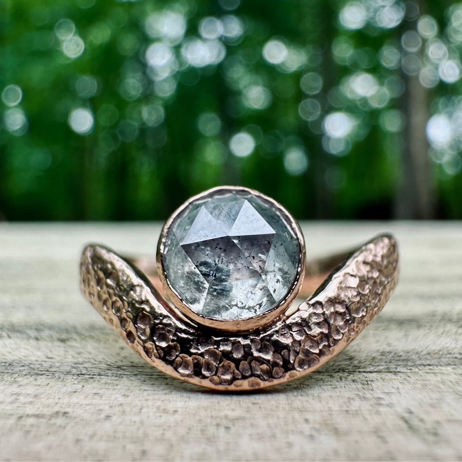 Custom Salt & Pepper Diamond Curvy Ring